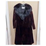 Helen if Memphis full length mink coat with contrasting statement collar - est. size to be M/L - lining has small tear along inside seam
