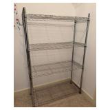 Heavy metal shelving unit - 4 shelves with side hook accessory - 35-1/2 x 13-3/4 x 54-1/2 tall