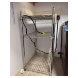 3-tiered metal shelving unit with surge protector attached - 17-3/4 x 23-1/2 x 36-1/2 tall