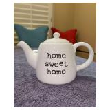 Joseph A.Collection White Teapot with Inspiring Quote - 6” tall