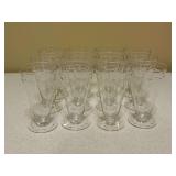 Set of (12) Hawkes etched crystal ice cream sundae glasses - includes quilted storage box