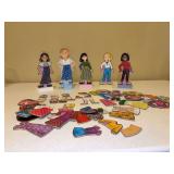 Collection of wooden magnetic dolls with an entire wardrobe and selection of shoes - a super fun set for little girls