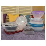 Grouping of miscellaneous plastic storage containers and lids