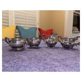 (2) silverplate creamer & sugar bowl sets - left is by Wm. Rogers and right is Regent (D5600) by Reed & Barton