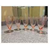 Set of (5) vintage Fostoria June Pattern Iced Tea Glasses produced by the Fostoria Glass Company during the 1930s - 6” tall