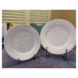 Grouping of (21) 11-1/4 white dinnerware plates and (6) 10-1/4 white accent plates - all unmarked