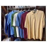 Grouping of (8) NEW men’s button- downs and polo-style shirts - Antique, Cutter & Buck, Pebble Beach, RuffHewn - most with original tags - all are embroidered PVI