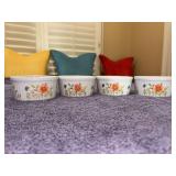 Set of (4) vintage Country Flowers oven-to-table ceramic ramekins by Andrea by Sadek