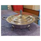 Beautiful silverplate ornate lidded serving piece - 9-1/4”D x 3” tall