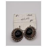Mexico Sterling Black Stone Earrings