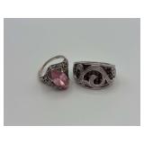 Sterling Silver Pink and Red Stone Rings