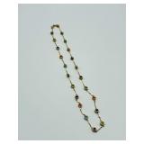 14K Yellow Gold Multi-Color Gemstone Station Necklace