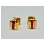 Tiffany & Co. 18K Yellow Gold Ruby Cufflinks