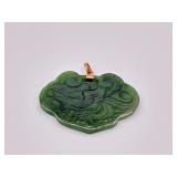 14K Yellow Gold Carved Green Stone Pendant