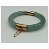 14k Gold Jade Hinged Bangle Bracelet