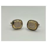 David Yurman 18k & Sterling Diamond Cufflinks