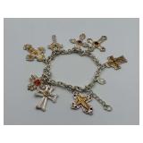 Lenox Sterling Silver Cross Charm Bracelet