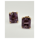 18K Yellow Gold Amethyst Stud Earrings