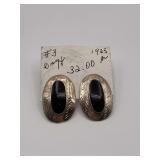 Sterling Silver Black Stone Stud Earrings