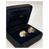 Tiffany & Co. Mother of Pearl, Sterling & 18k Gold Cufflinks