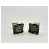Tiffany & Co. Sterling Silver Black Enamel 1837 Cufflinks