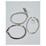 Sterling Silver Link Bracelet Assortment Lot Of Three