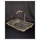 Superb Heavy Elaborate Rectangular Footed Silver-Plate Basket - 13-1/4 x 9 x 9 tall to top of handle