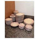 61 pieces of rare Vintage Shenango Restaurant Inca Ware Rose Point China - there is chipping