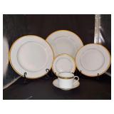 Extraordinary Tiffany & Co. Gold Band 6-pc place setting - Limoges-France - includes 12” Charger, Dinner Plate, Salad Plate, Dessert Plate, Cup/Saucer
