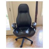 Very nice LIFEFORM Black Leather Legacy Executive High-Back Office Chair - 28-1/2 x 18-1/2 x 50 tall overall (as it currently sits - seat is adjustable)
