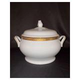Extraordinary Tiffany & Co. Gold Band Lidded Soup Tureen - Limoges-France - 7–/4”D x 8” tall