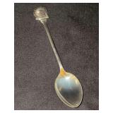 Sterling silver baby spoon with pearl-like bead on finial - 21.6 grams