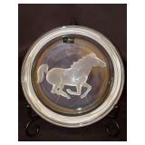 NIB - HOYA Lead Crystal Frosted Horse Wine Coaster