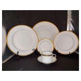 Extraordinary Tiffany & Co. Gold Band 6-pc place setting - Limoges-France - includes 12” Charger, Dinner Plate, Salad Plate, Dessert Plate, Cup/Saucer