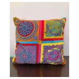 Versace 17” decorative throw pillow featuring individual square designs with a super soft velvet-like fabric - very vibrant & rich colors