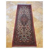 Vibrant & colorful runner - fringe missing on one end - 37-1/2 x 86
