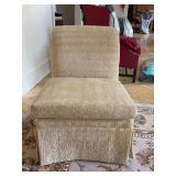 Baker Furniture off-white, patterned upholstered skirted parson’s chair - 25-1/2 x 20 x 18-1/2 tall to seat (32 tall overall)