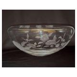 Beautifully designed HOYA etched crystal centerpiece bowl - 12”D x 5-3/4 tall