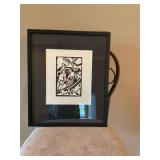 15“ x 18“ black framed woodcut print. “ Improvisation 7” by artist Wassily  Kandinsky