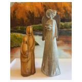 6 1/2 inch olive wood carving and a 8 inch resin angel