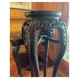 Oriental style carved plant stand with marble insert 13 1/2“ x 36“