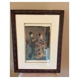 19“ x 25“ Nicely framed Japanese wood block Utagawa Kunisada prints