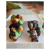 A pair of vintage oriental themed wall pockets 6 to 7 inches