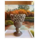 9 inch Ceramic footed pedestal planter. Opening is 7 inches ￼