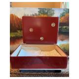 Antique 1910 red lacquered box 13 1/2” x 10” x 3 1/2” with mother of Pearl