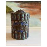3 1/2” antique Chinese brass Cloisonne enamel Tea/spice /tobacco container or box ￼