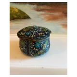 4 inch Blue butterfly and floral cloisonné trinket box