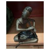 11“ x 8 1/2“ Brass Flute snake charmer figurine- incense burner