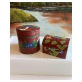 2 Floral Oriential  enamel Cloisonne boxes.. some chipping as shown