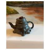 Vintage Chinese 5” x 3” signed teapot